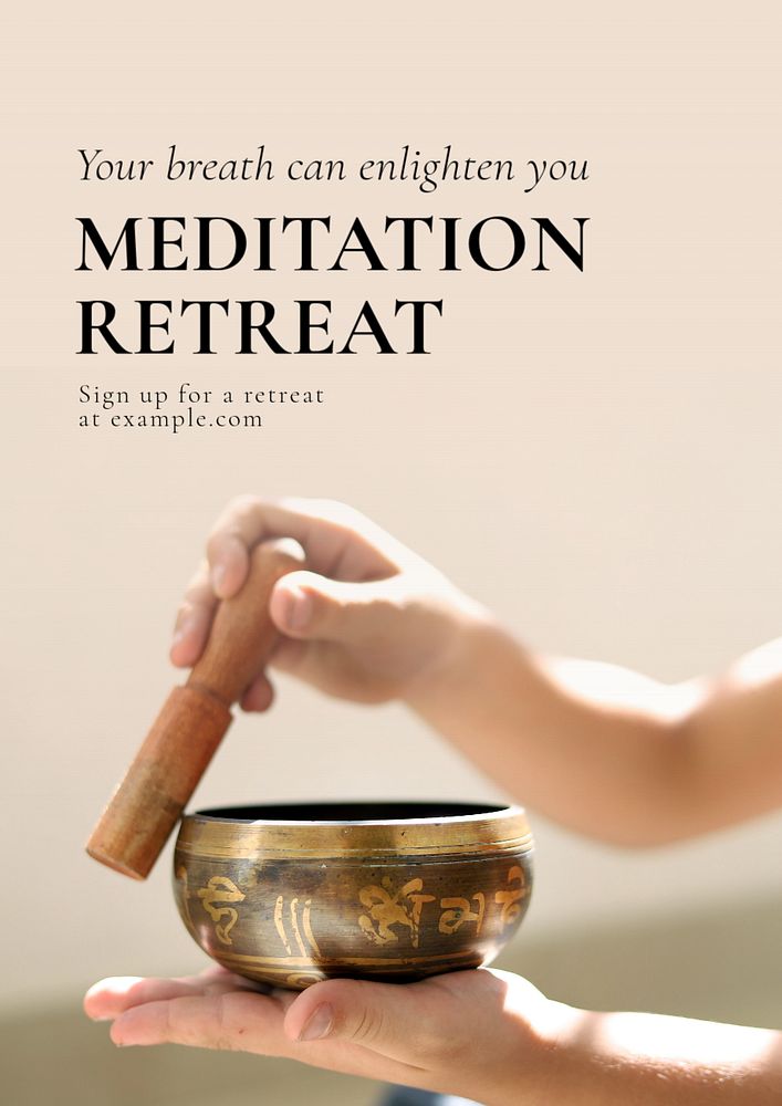 Meditation retreat poster template, editable text and design