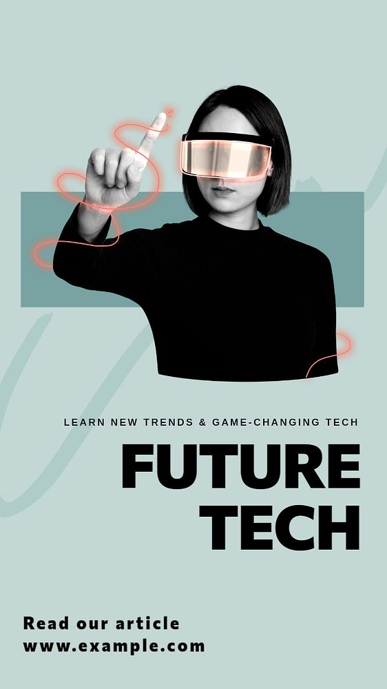 Future technology  Instagram story template, editable text