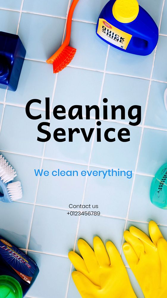 Cleaning service Instagram story template, editable text