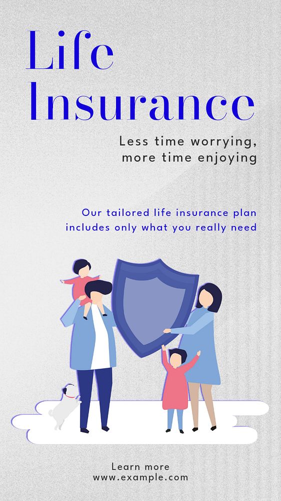 Life insurance  Instagram story template, editable text