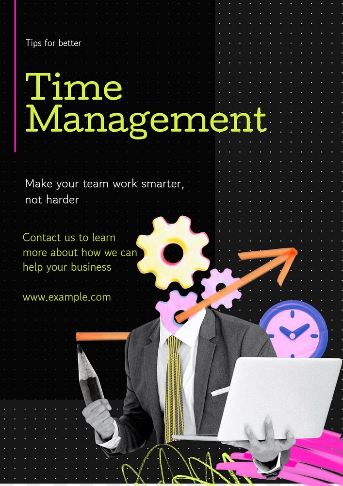 Time management  poster template, editable text and design