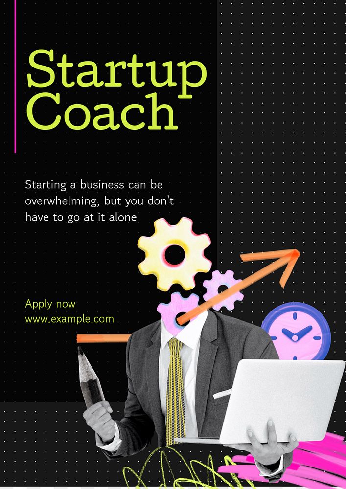 Startup coach business poster template, editable text and design