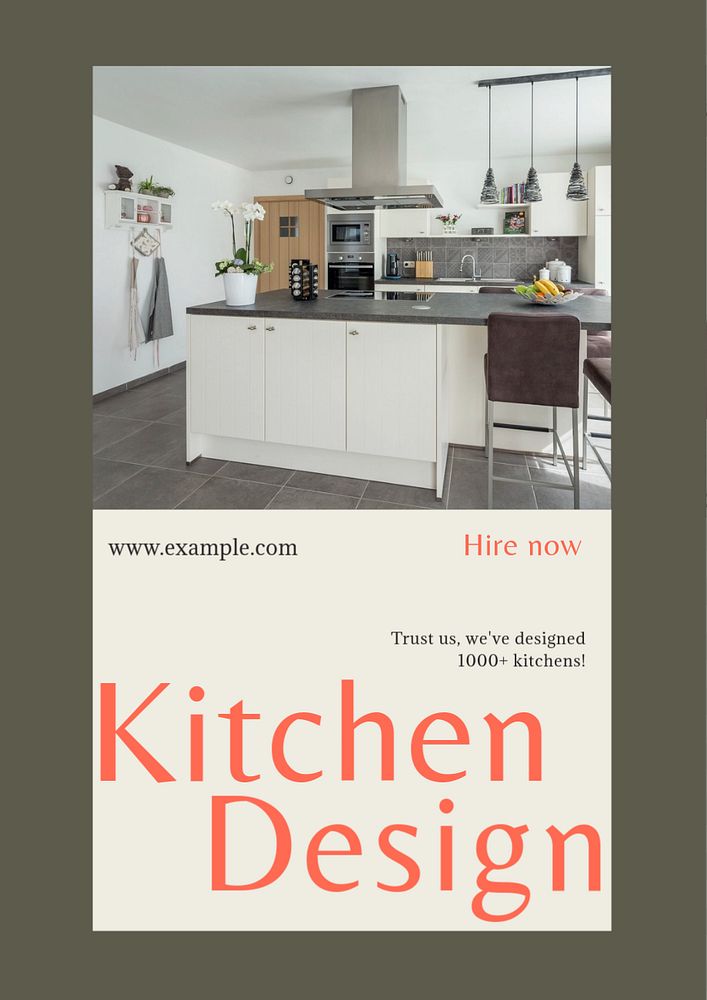 Kitchen design poster template, editable text & design