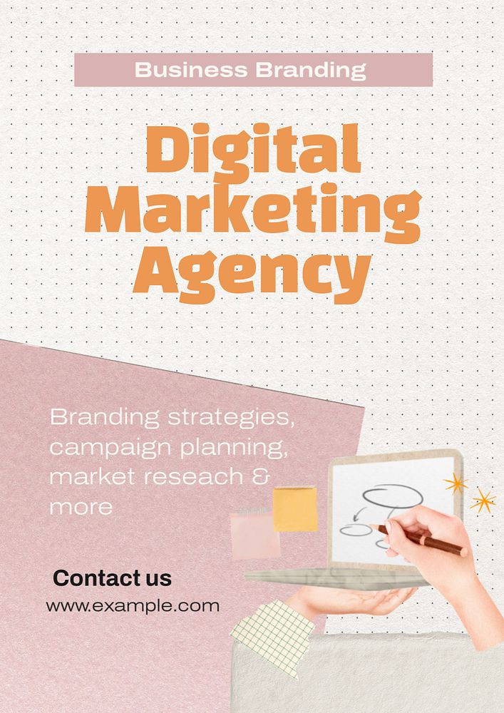 Digital marketing agency poster template, editable text and design