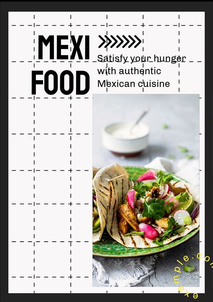 Mexi food poster template, editable text & design