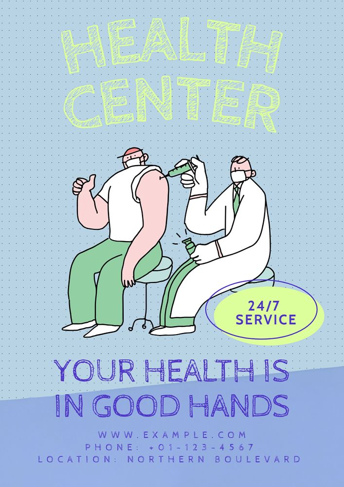 Health center  poster template, editable text and design