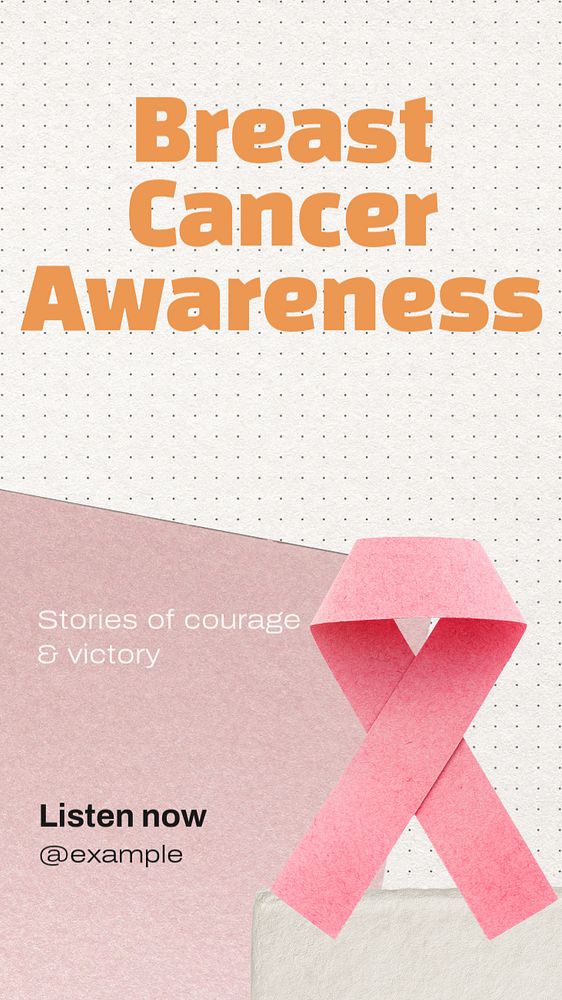 Breast cancer awareness social story template, editable Instagram design 