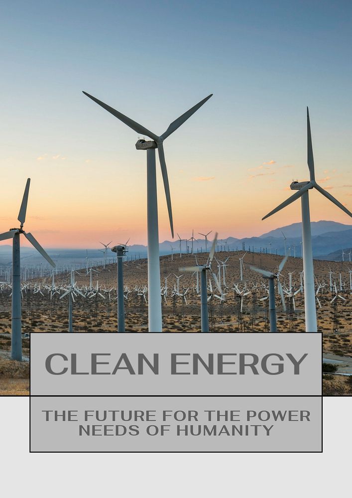 Clean energy poster template, editable text & design