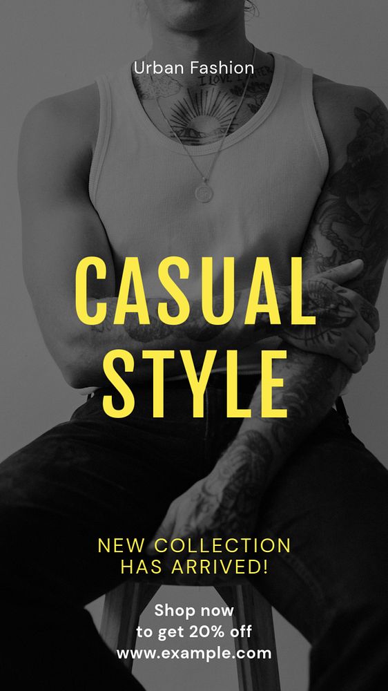 Casual fashion Instagram story template, editable text