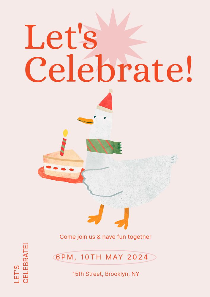 Let's celebrate! poster template, editable text & design