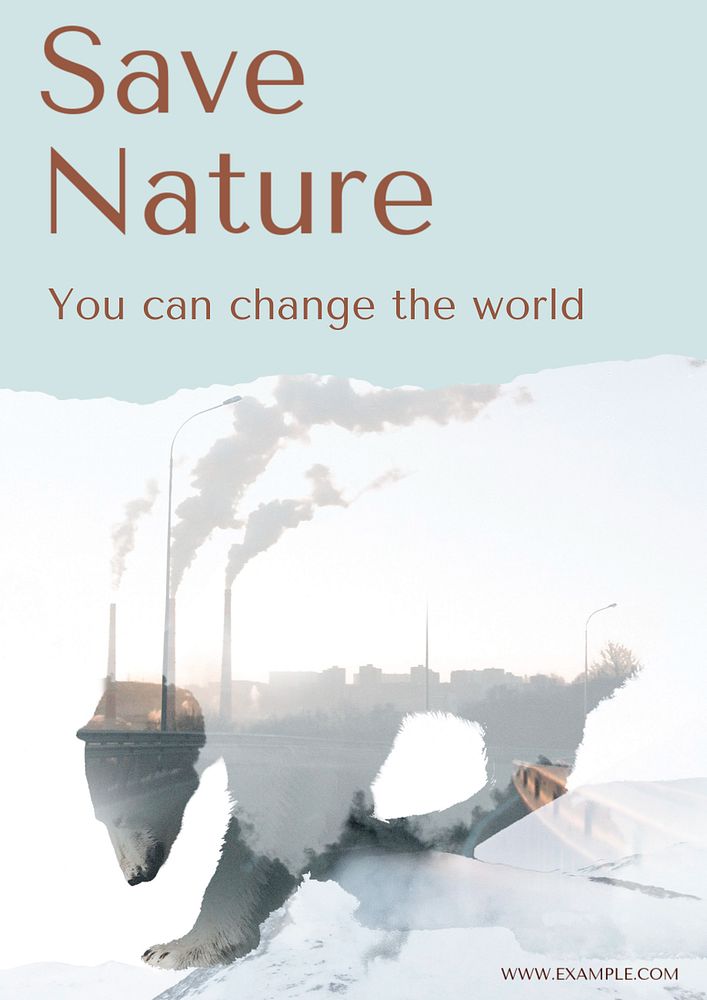 Save nature poster template, editable text & design