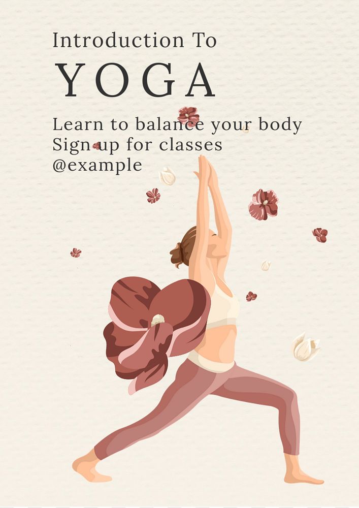 Yoga class poster template, editable text & design