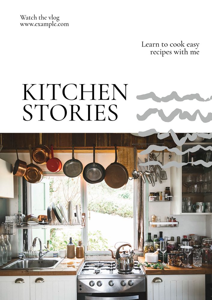 Kitchen stories poster template, editable text & design