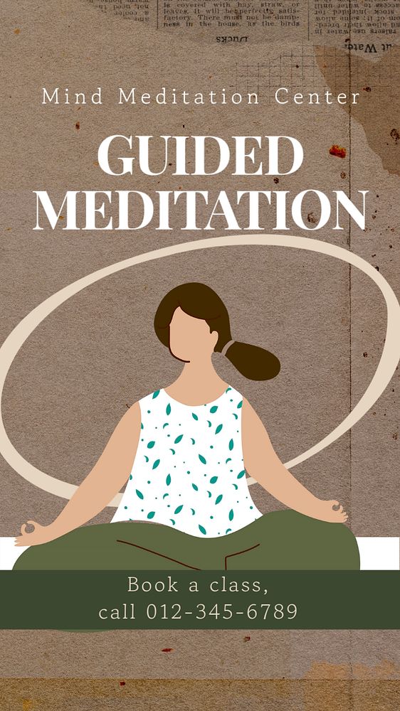 Guided meditation Instagram story template, editable text