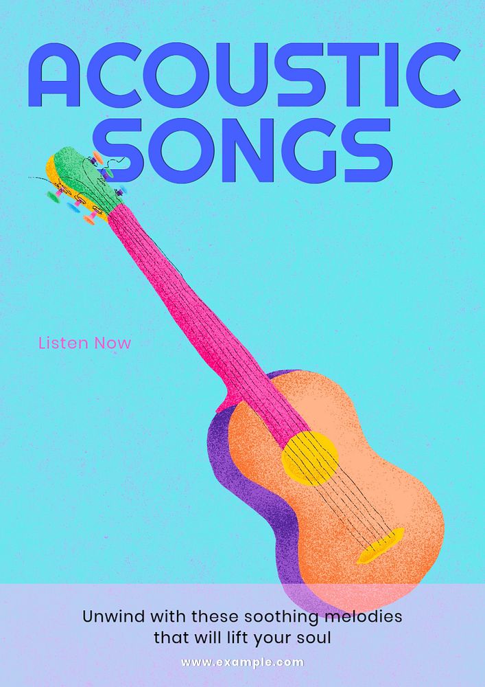 Acoustic songs poster template, editable text & design