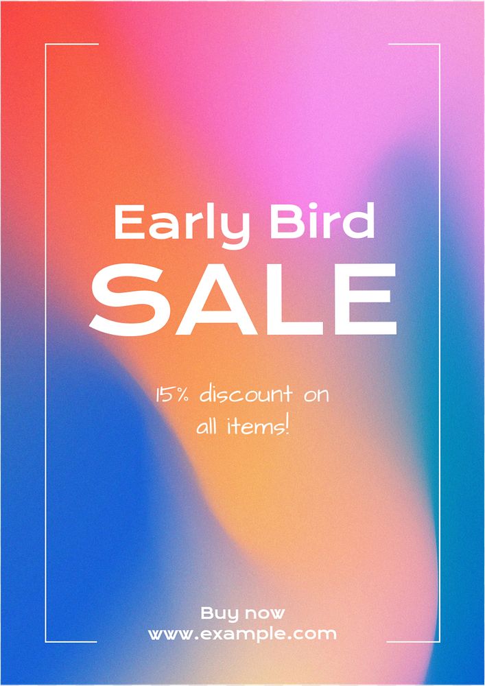 Early bird sale poster template, editable text & design