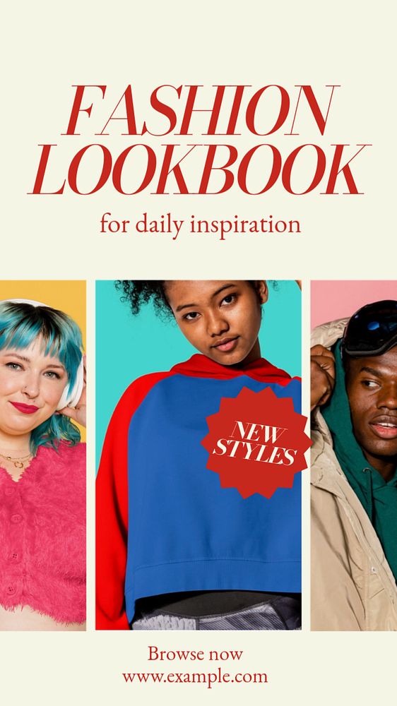 Fashion lookbook social story template, editable Instagram design 