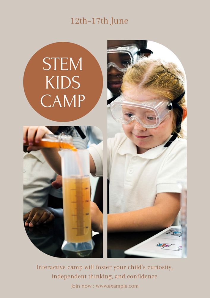 STEM kids camp poster template, editable text & design