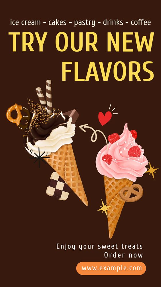 New flavors Instagram story template, editable text