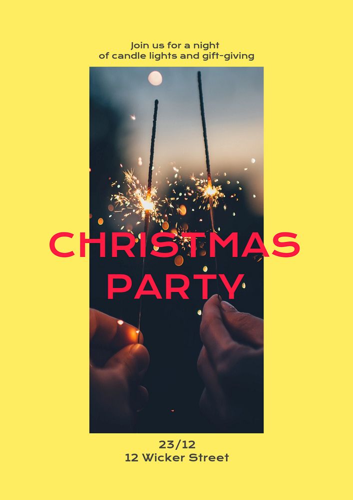 Christmas party poster template, editable text & design