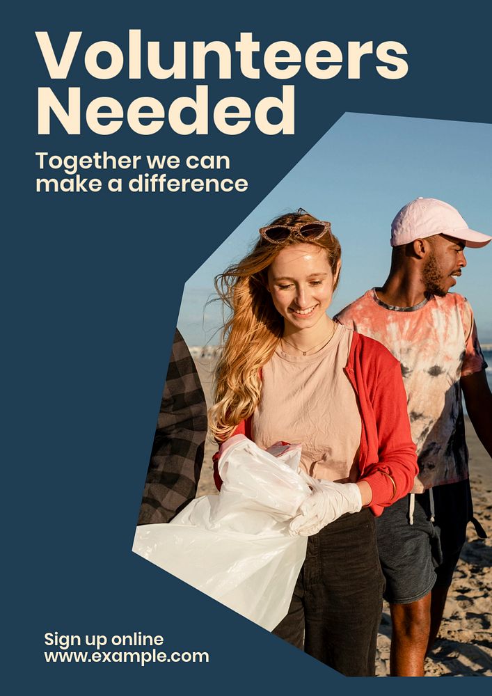 Volunteer needed poster template, editable text and design