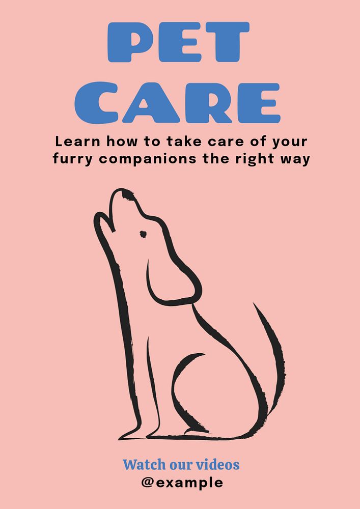 Pet care tutorials  poster template, editable text and design