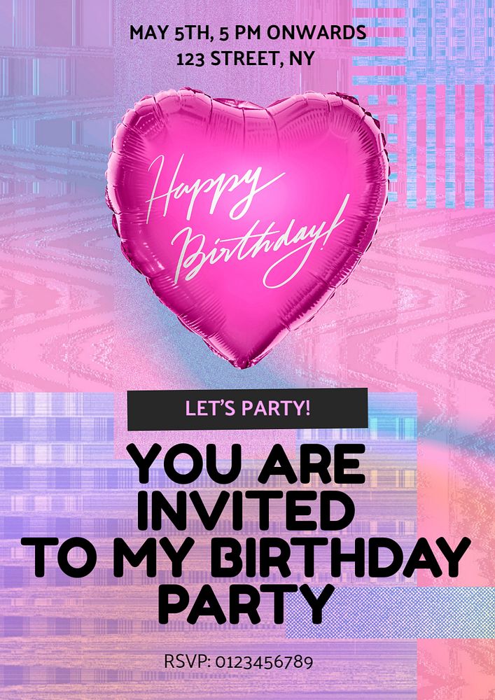 Let's party  poster template, editable text and design