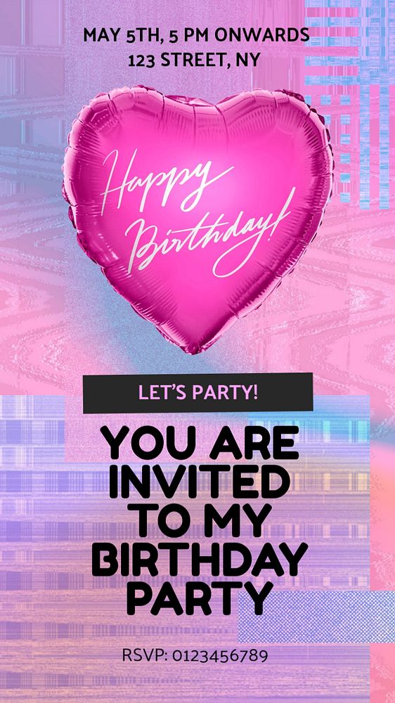 Let's party  Instagram story template, editable text