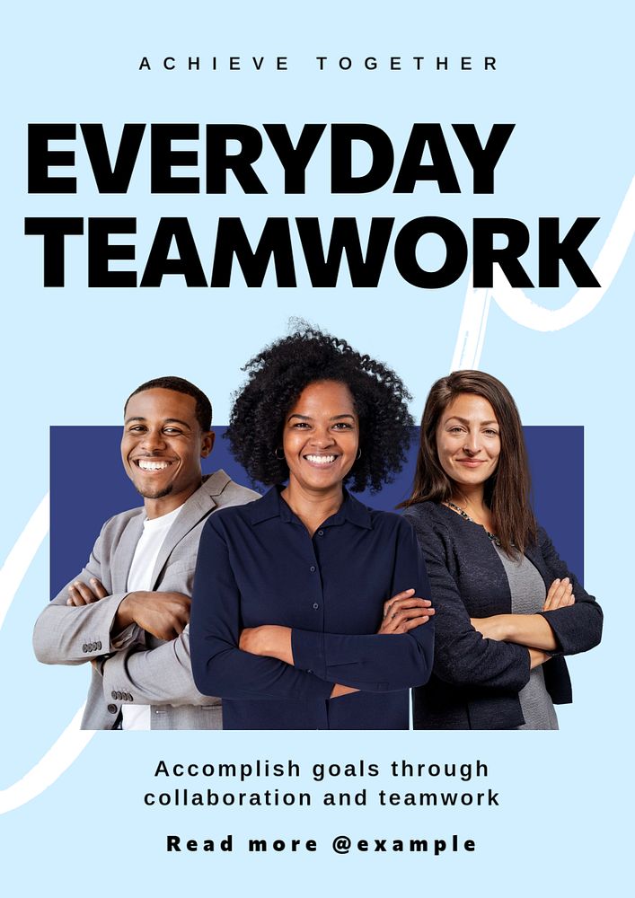 Teamwork poster template, editable text & design