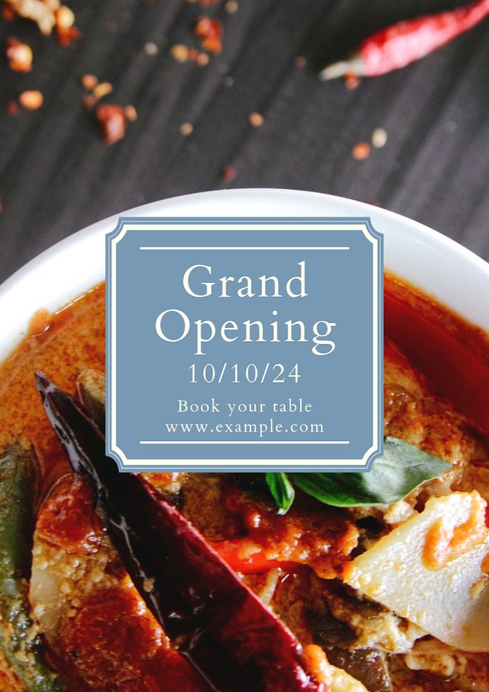 Grand opening poster template, editable text & design