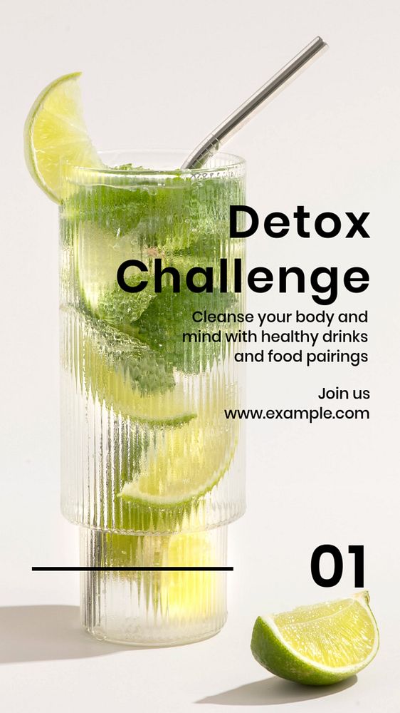 Detox challenge Instagram story template, editable text