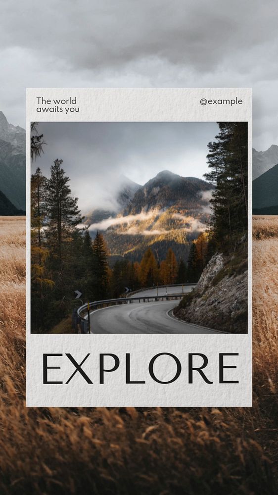 Explore Instagram story template, editable text