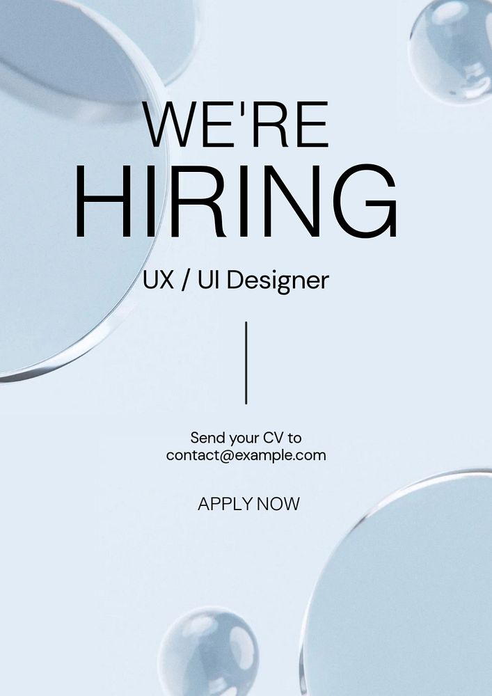 We're hiring poster template, editable text & design