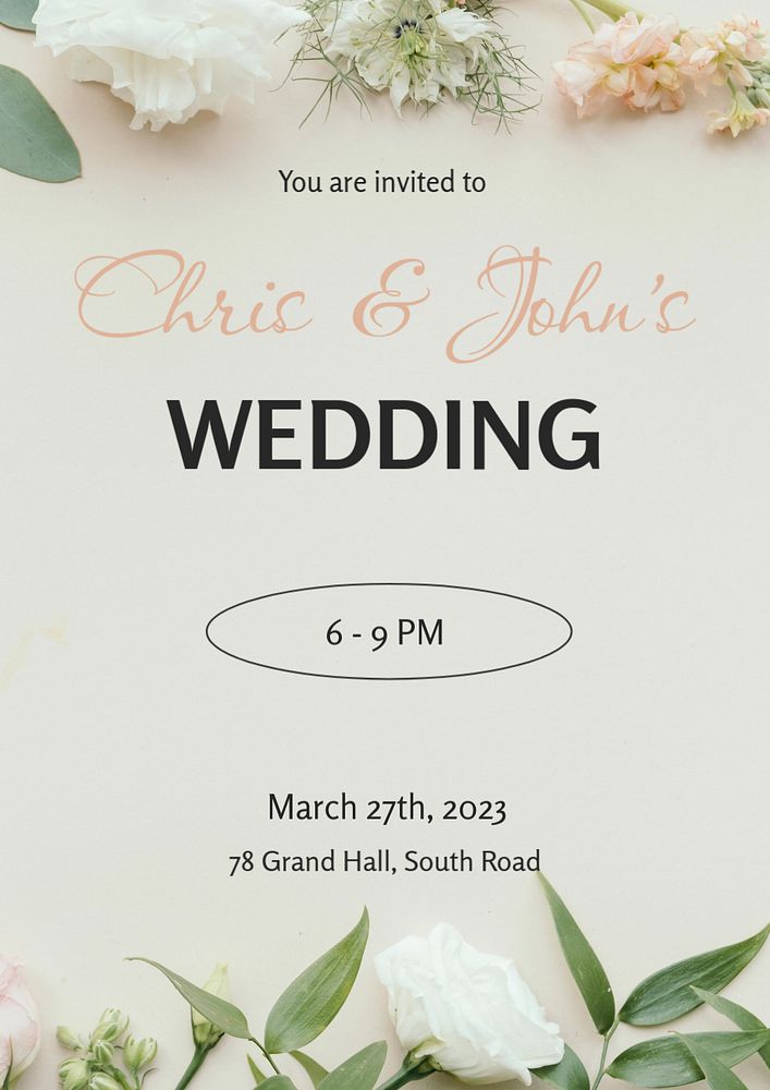 LGBT wedding poster template, editable text & design