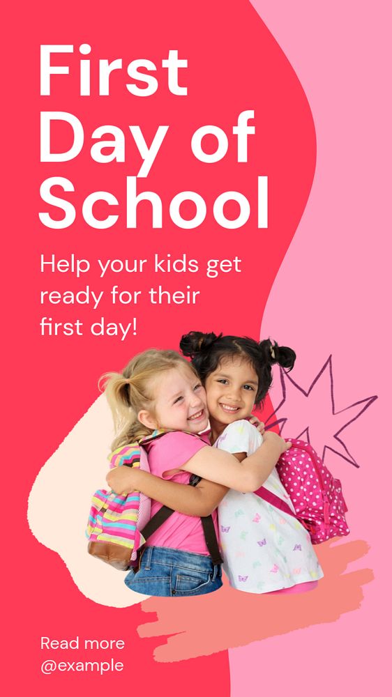 First school day social story template, editable Instagram design 