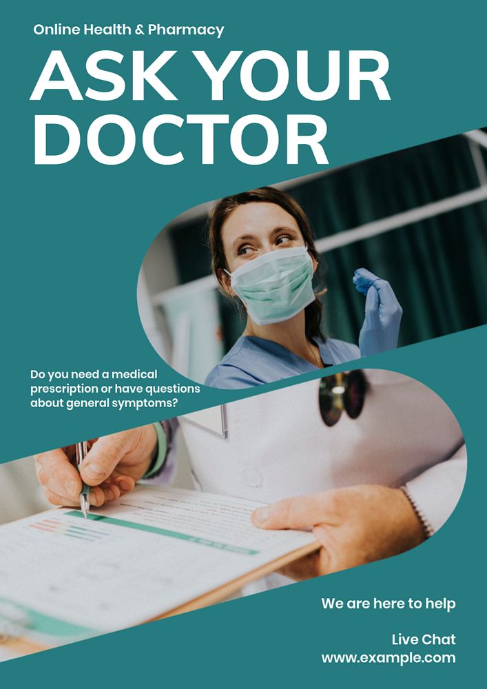 Online doctor poster template, editable text and design