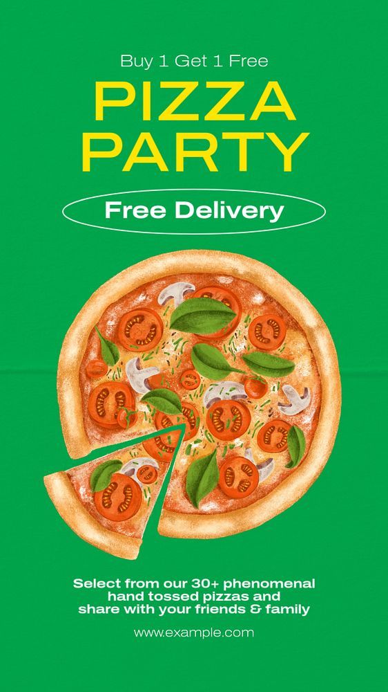 Pizza party Instagram story template, editable text