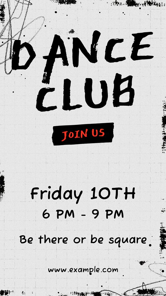 Dance club Instagram story template, editable text