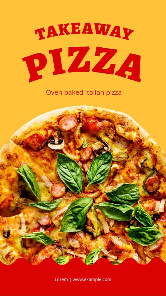 Takeaway pizza Instagram story template, editable text