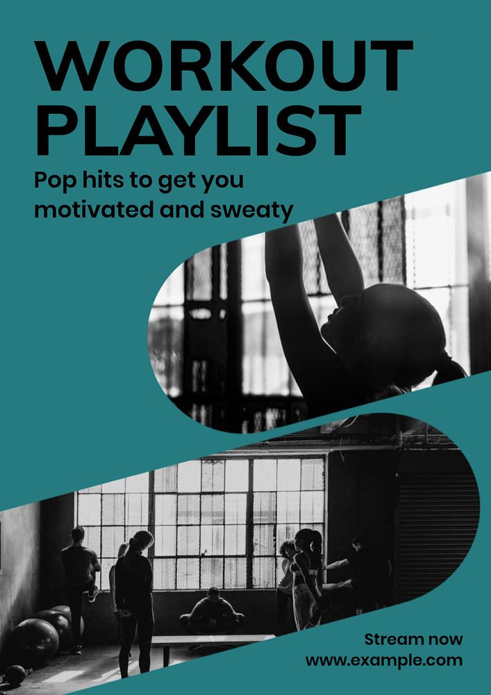 Workout playlist poster template, editable text and design