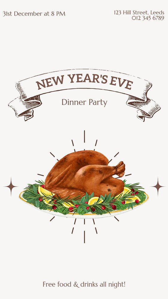 New year's eve Instagram story template, editable text