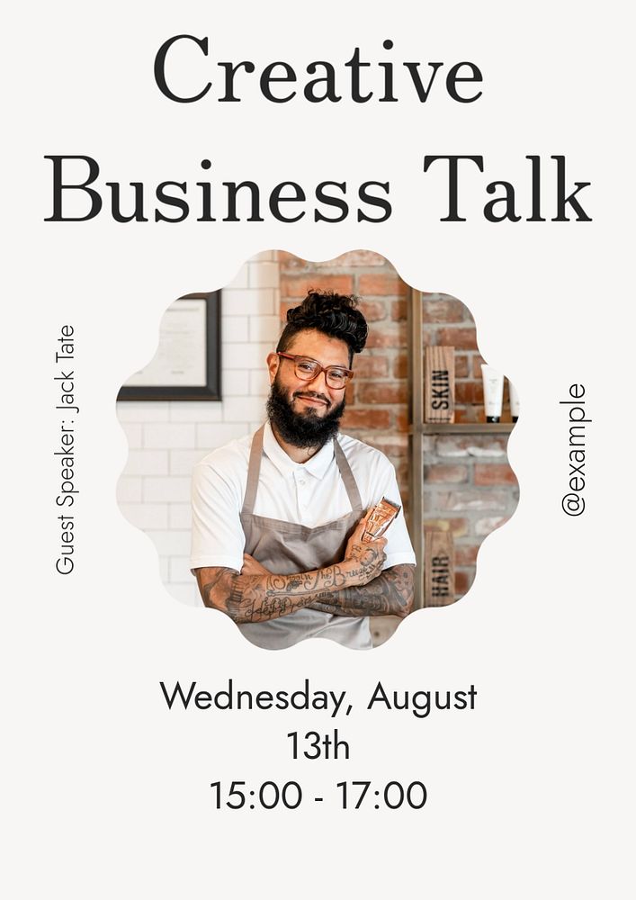 Creative Business Talk poster template, editable text and design