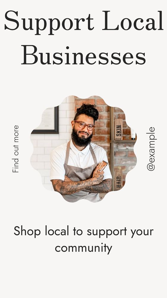 Support local businesses Facebook story template, editable design