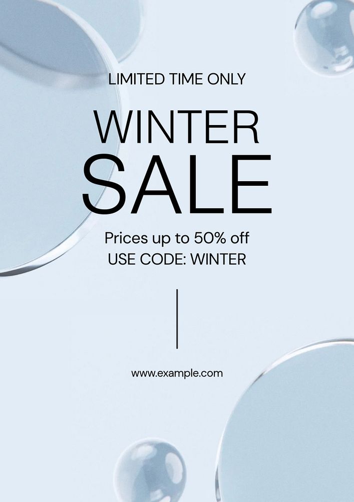 Winter sale poster template, editable text & design