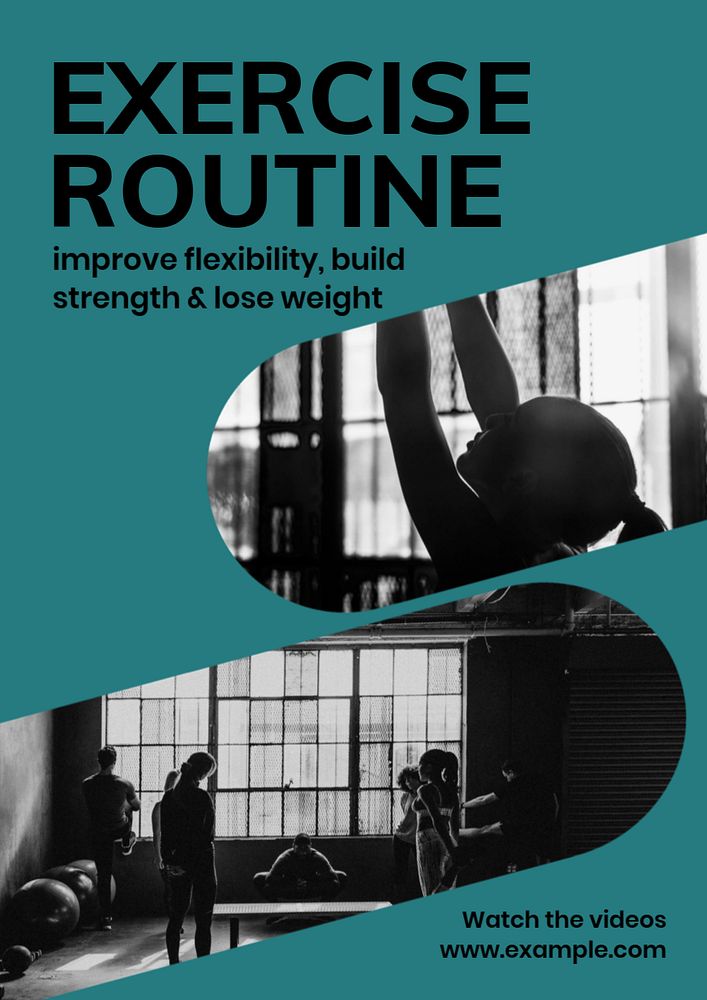 Exercise routine poster template, editable text and design