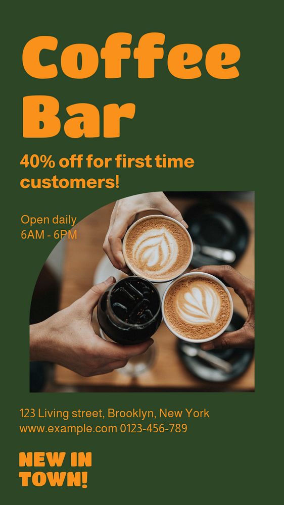 coffee cafe Instagram story template, editable text