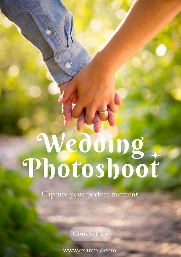 Wedding photoshoot poster template, editable text & design