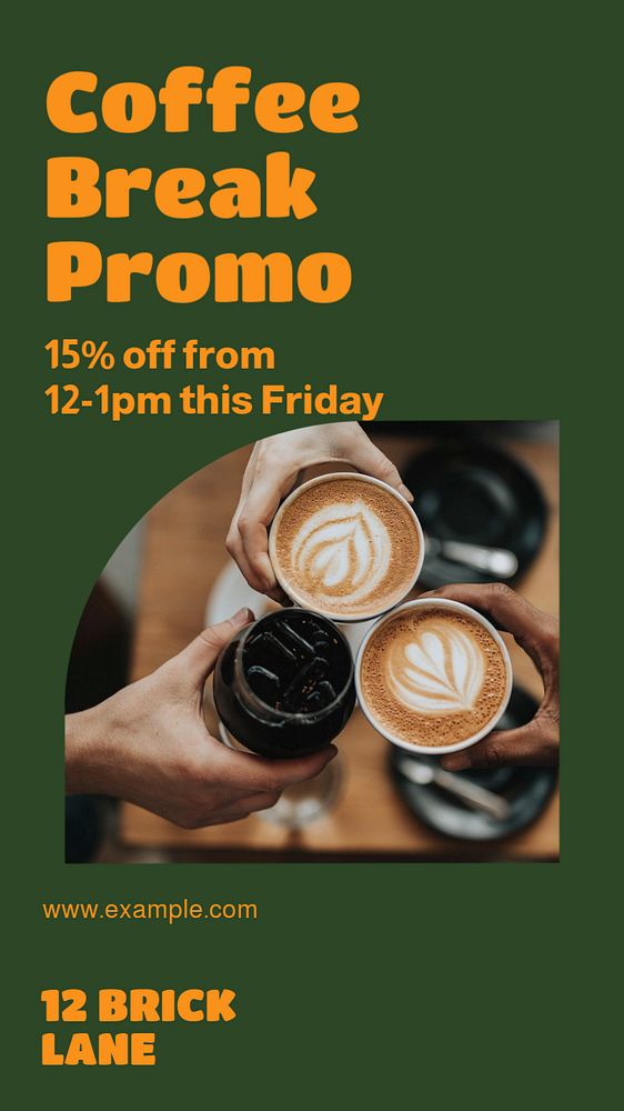 coffee break promotion Instagram story template, editable text