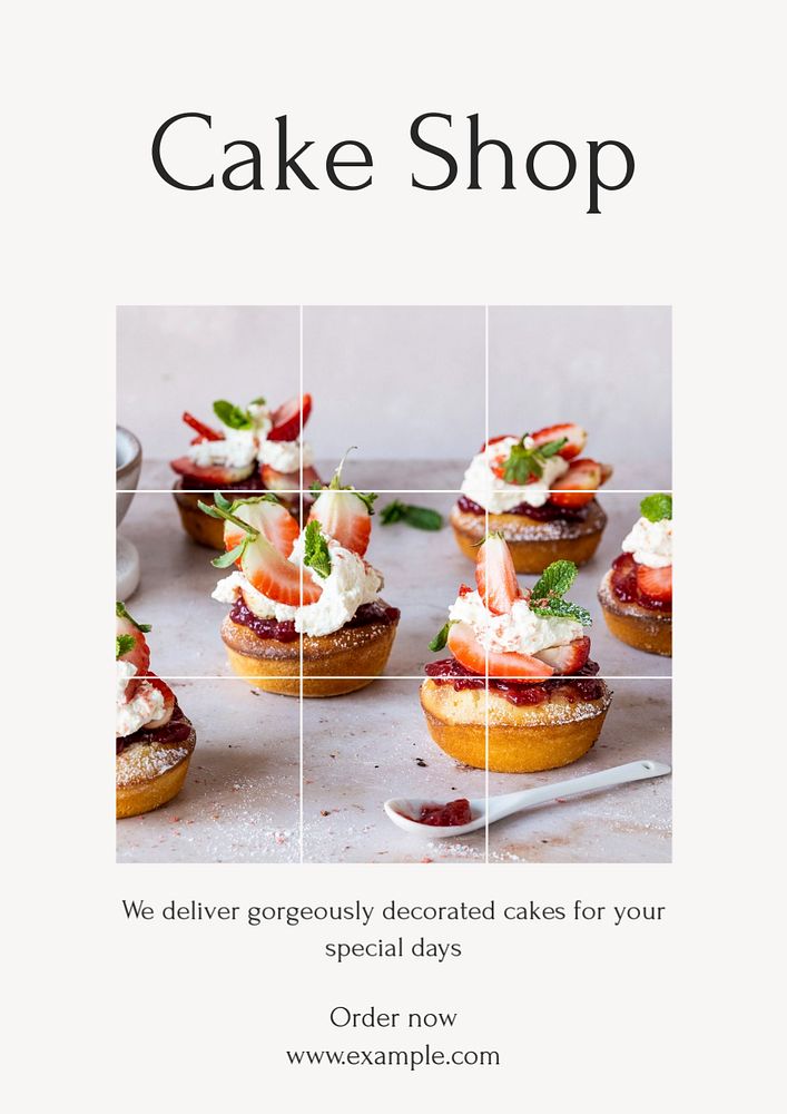 cake shop poster template, editable text & design