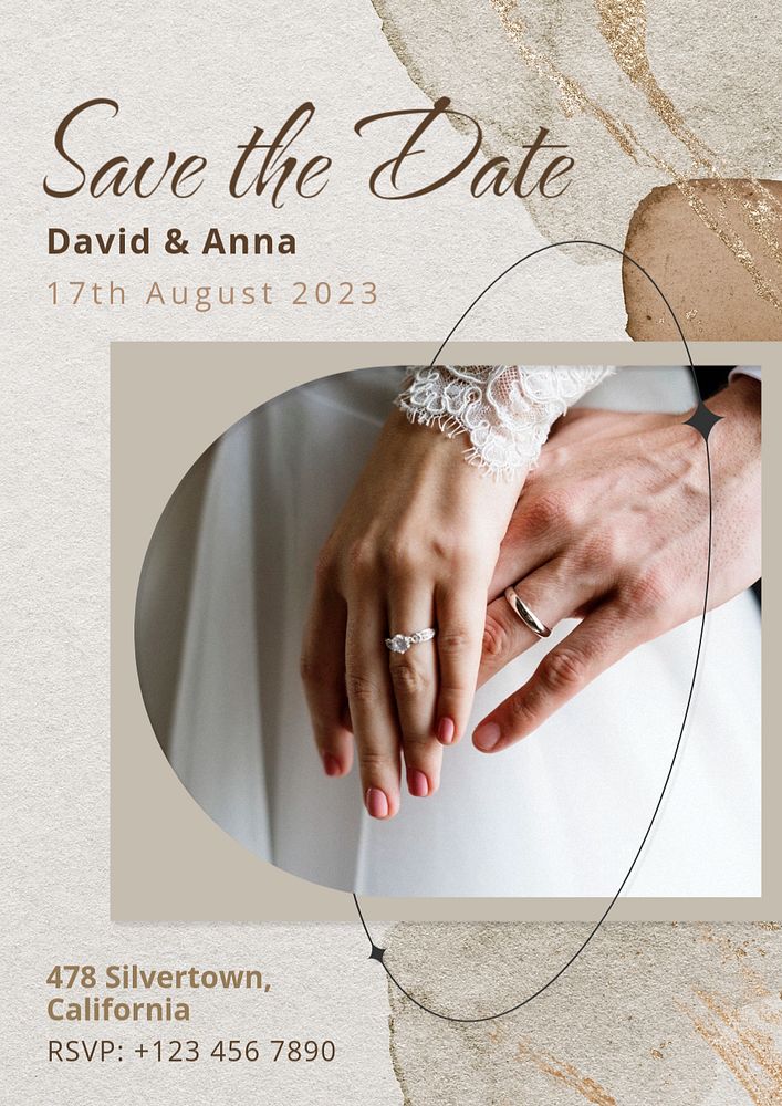 Wedding invitation poster template, editable text & design